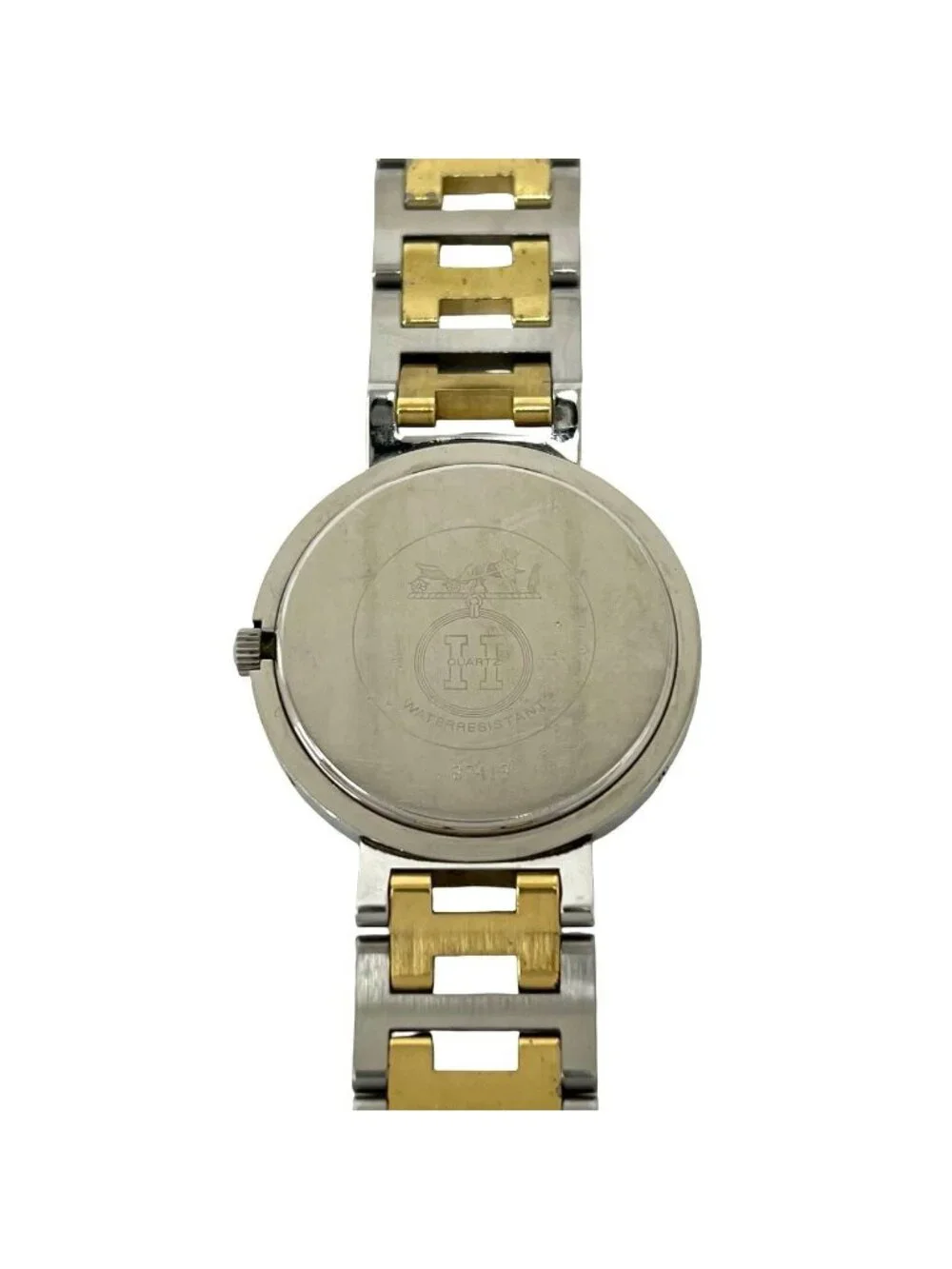 Hermes Clipper Stainless Quartz Watch Wrist Silver Gold